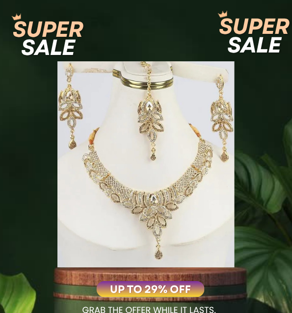 Luxury Gold Plated Crystal Bridal Necklace Set for Women