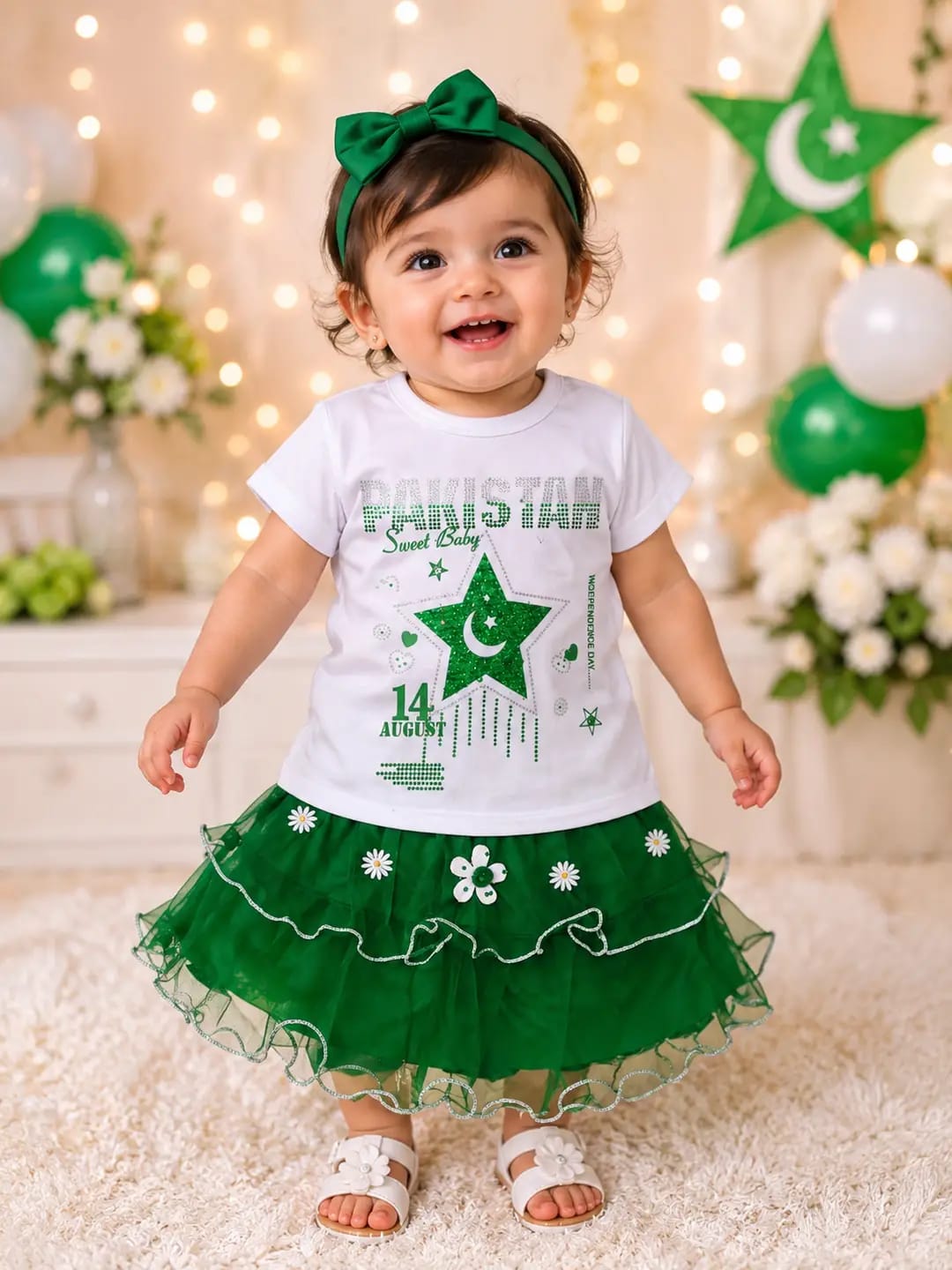 14 August 2 Pcs Girls Fancy Embroidered Shirt and Skirt Set