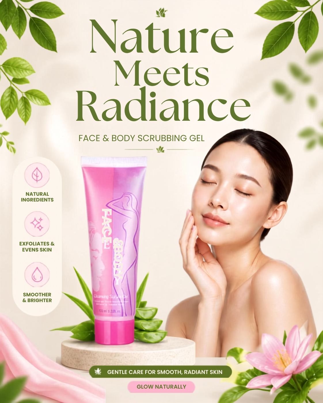 Face & Body Scrubbing Gel Gentle Skin Exfoliator for Smooth & Healthy Skin